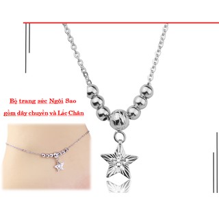 Bộ Dây chuyền và lắc inox nữ cực đẹp hình ngôi sao may mắn