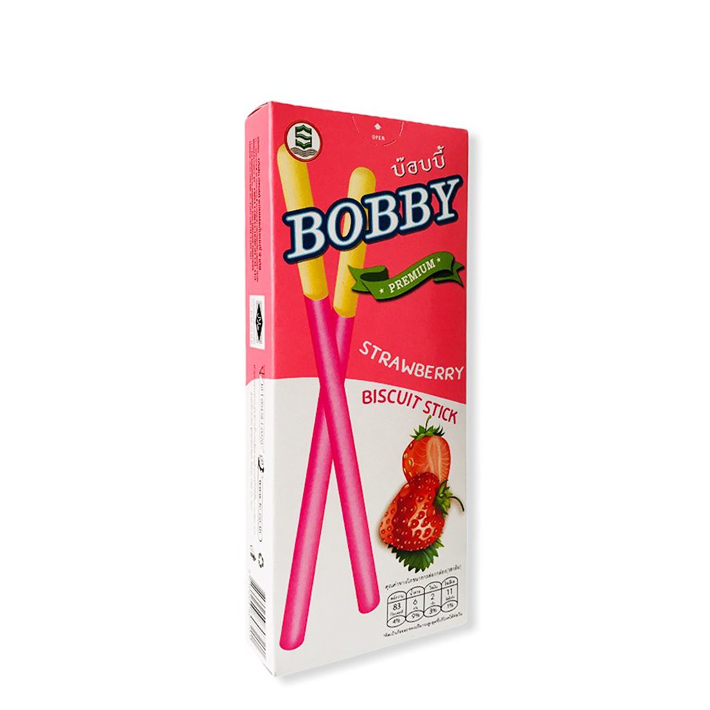 Bánh que kem dâu BOBBY 18gr - màu hồng - bánh que Thái Lan - Strawberry biscuit stick