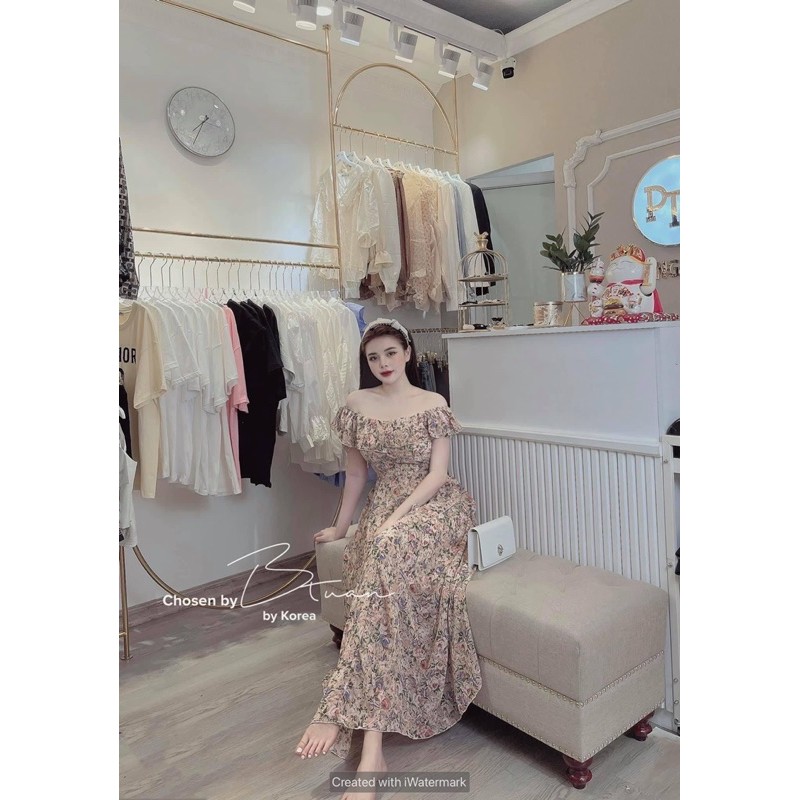 VÁY MAXI HOA BÈO CHẤY ĐẸP MS31078