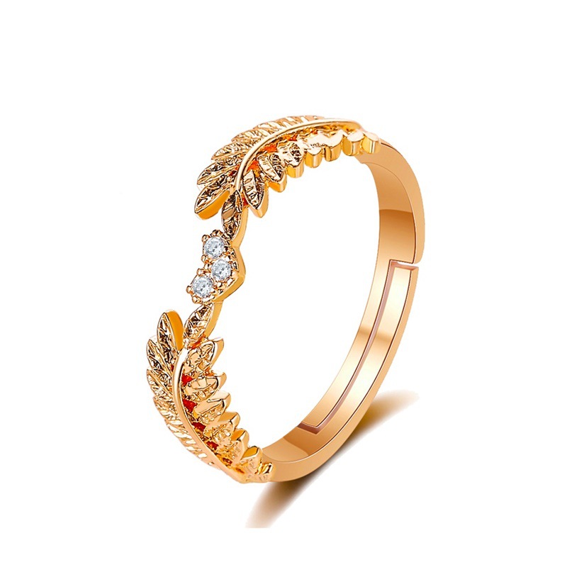 ✨ 【✅COD】 ✨New Simple Leaf Heart-shaped Ring Women Fashion Love Opening Adjustable Ring Olive Branch Ring