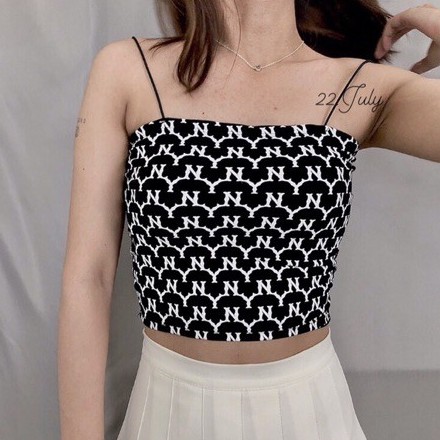 Áo croptop hai dây hoạ tiết NY, có mútẢnh thật hết