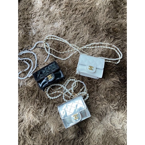 Túi Mini Đeo Chéo Phối Dây Ngọc, Túi Xách Nữ Tag X