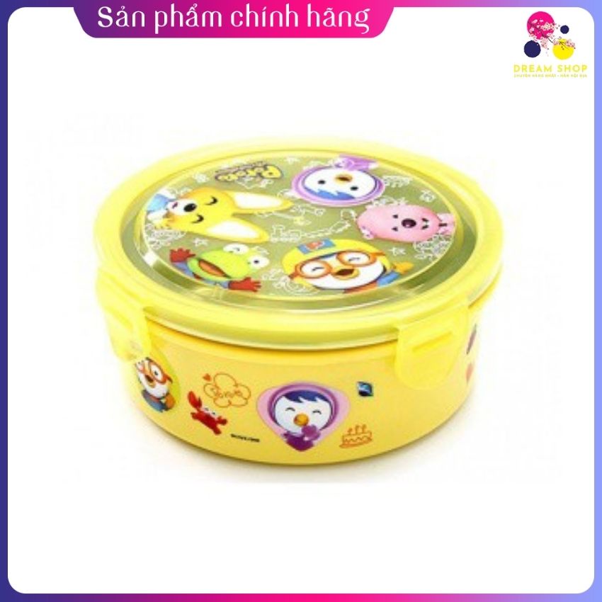 Bát ăn Inox có nắp khóa Pororo size nhỏ 12 x 12 x 6cm -Dreamshop.vn