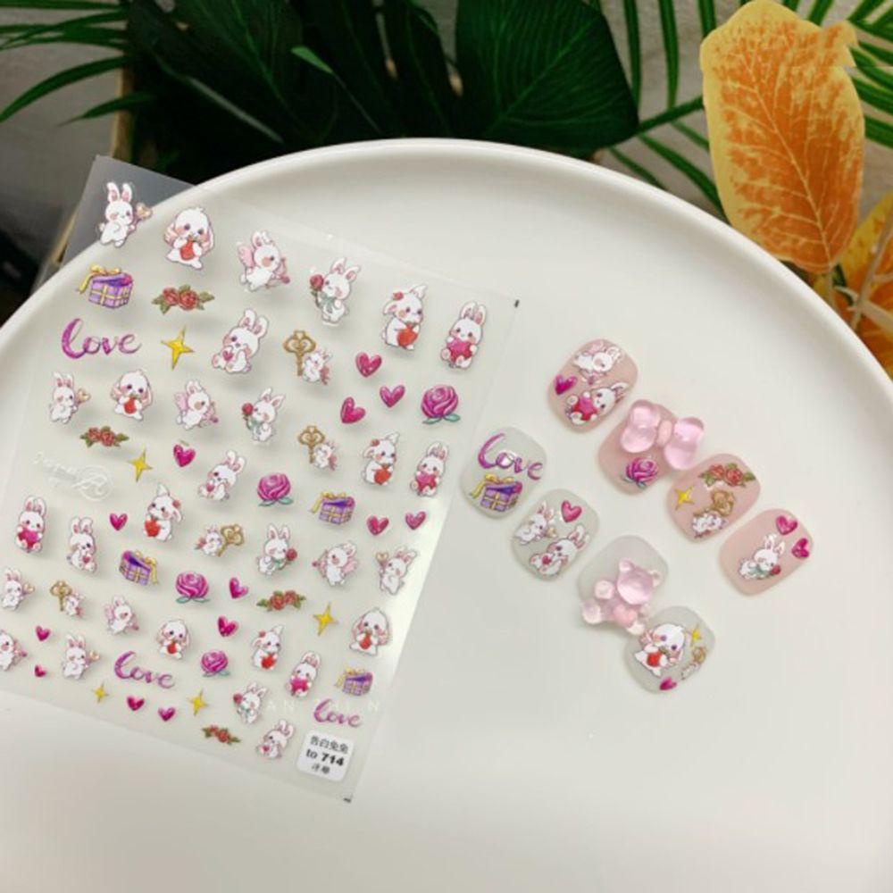 OCEANMAP Miếng Dán Trang Trí Móng Tay Hình Gấu 5D Dễ Thương