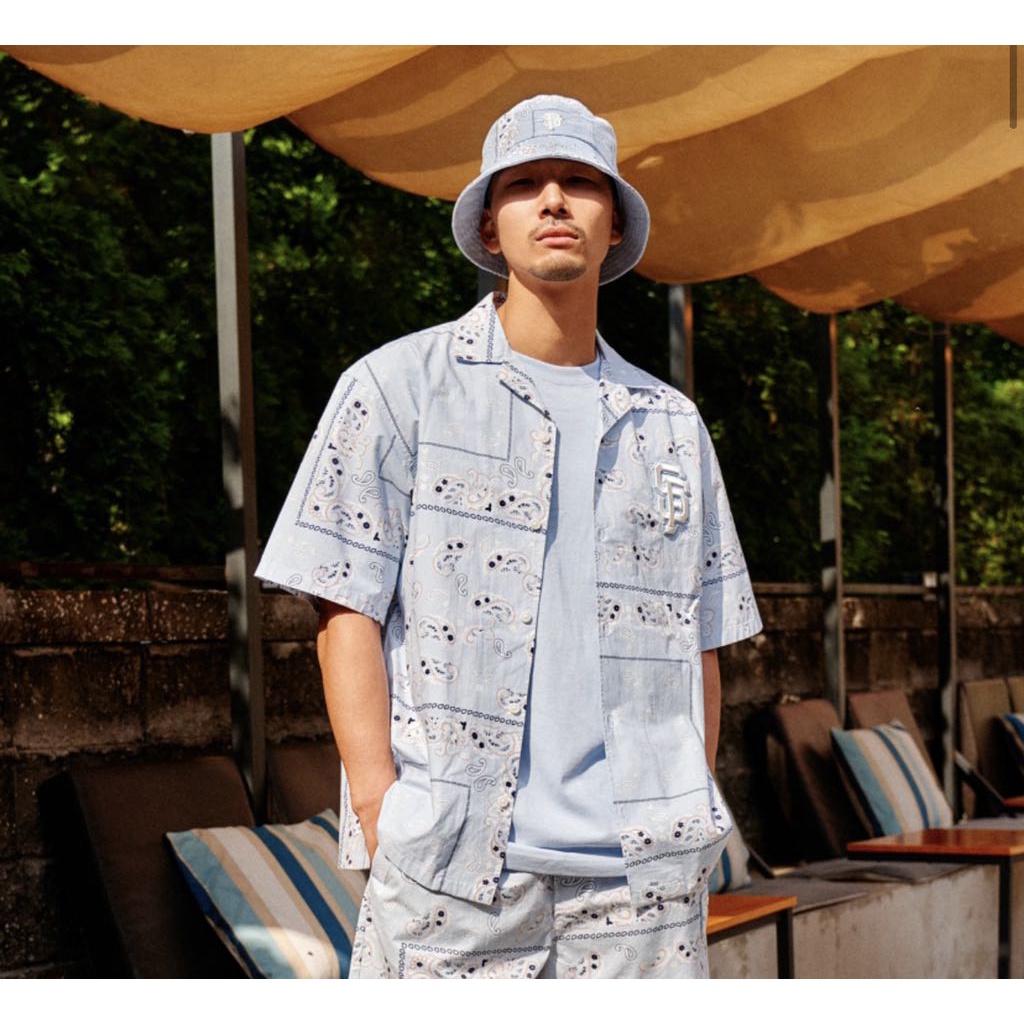 Áo shirt MLB paisley xanh sky blue SF