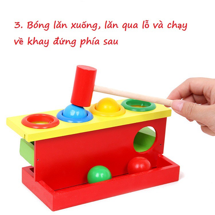 Đồ chơi gỗ đập bóng hình ray trượt cho bé phát triển kỹ năng KB216029