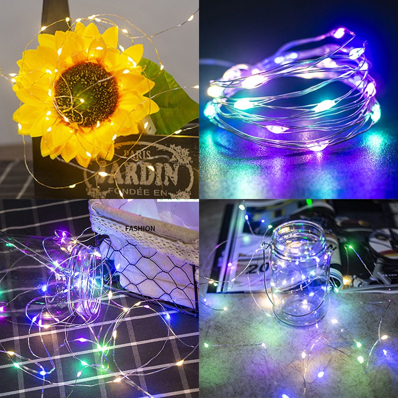 Dây Đèn LED Bằng Đồng Nhiều Màu Kèm Vỏ Pin Độc Đáo Trang Trí Tiệc Giáng Sinh / Sinh Nhật / Tiệc Cưới DIY