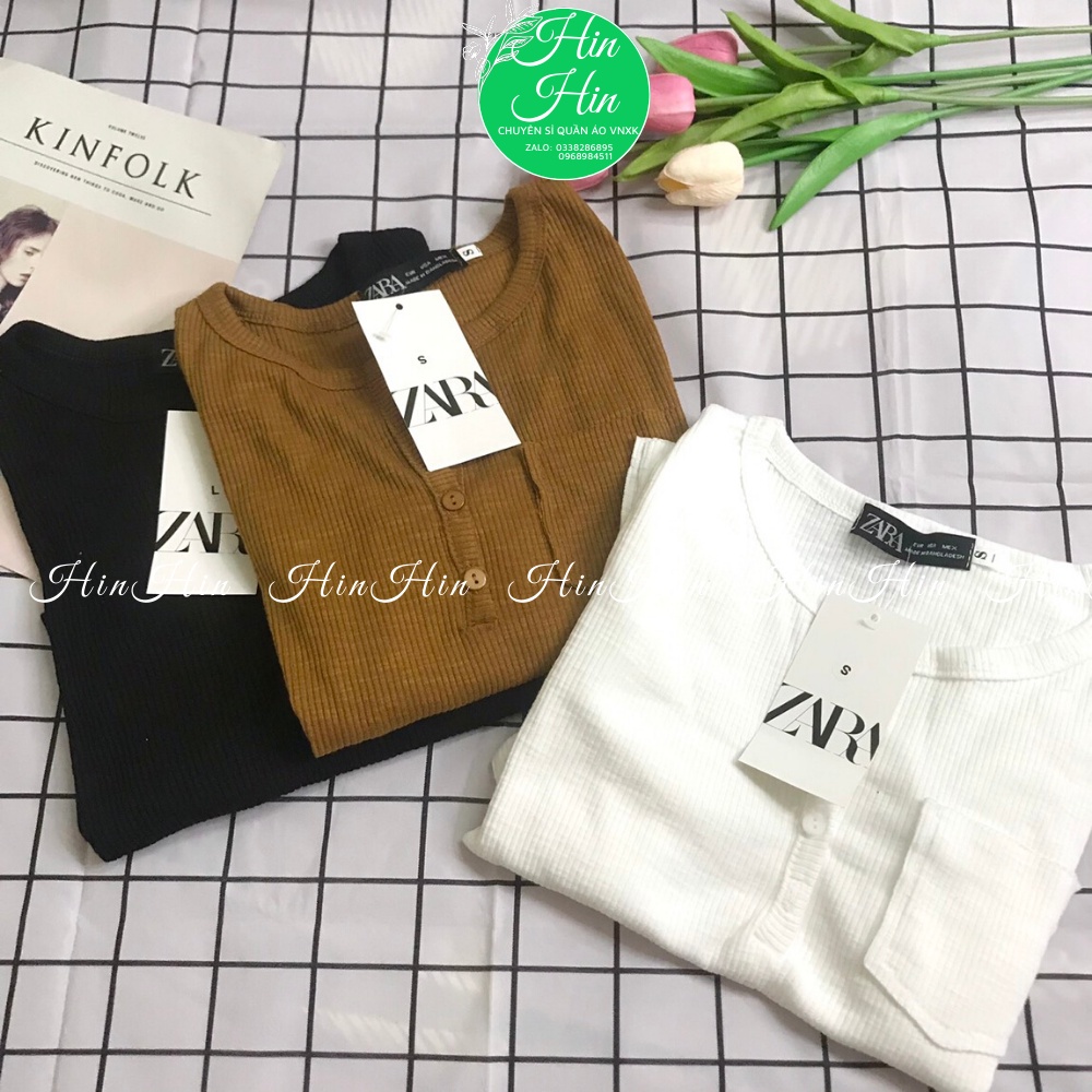 [Hàng chuẩn] Áo len tăm cúc túi ngực ❣️Áo len tăm body dài tay tôn dáng- hinhin | BigBuy360 - bigbuy360.vn