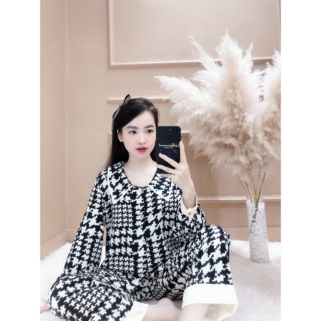 Bộ pijama tay dài lụa mango [SIÊU HOT] bộ đồ ngủ mặc nhà mát mẻ, mềm mịn, sang chảnh.