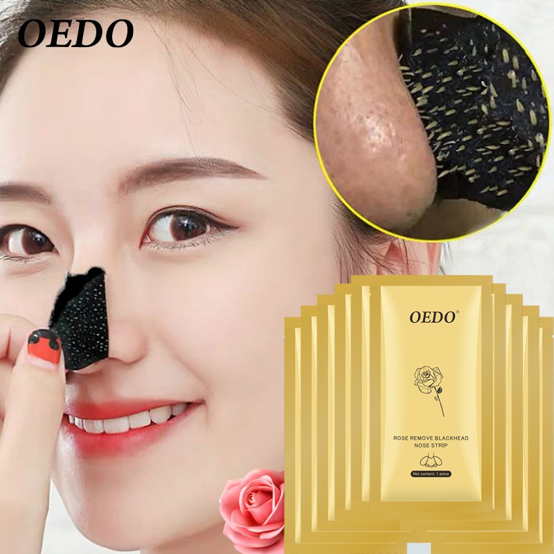 Set 10 miếng dán lột mụn đầu đen OEDO chứa thành phần hoa hồng peptides làm sạch sâu