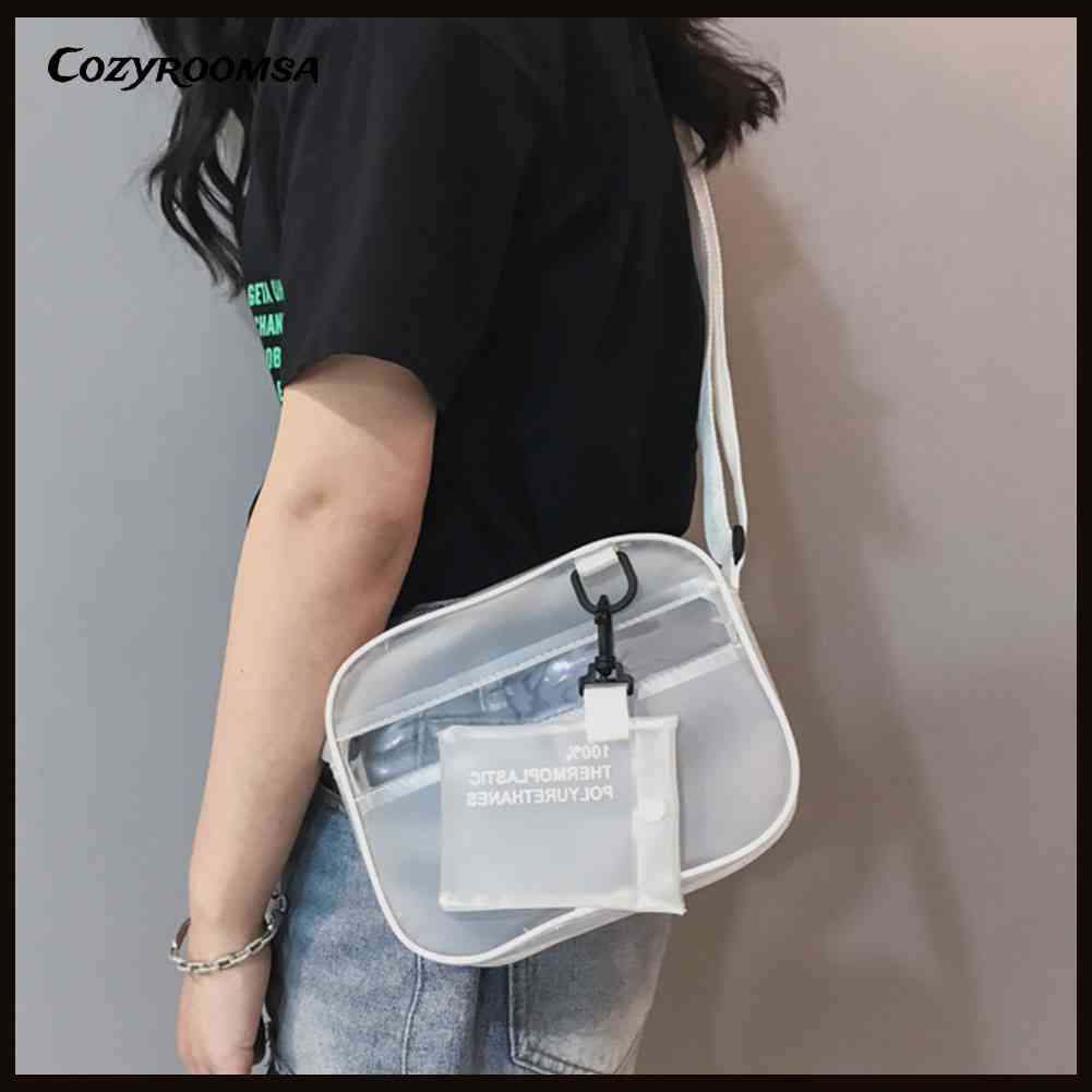 Túi Đeo Chéo Mini Bằng PVC Trong Suốt Phối Khóa Kéo Thời Trang Cho Nữ