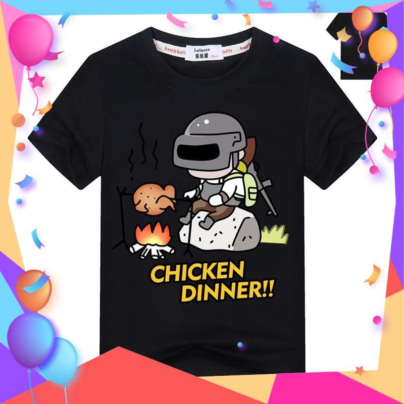 SALE- New Funny Boy Summer Top Chicken Dinner T-shirt Boy Summer Short Tay áo ngắn PUBG