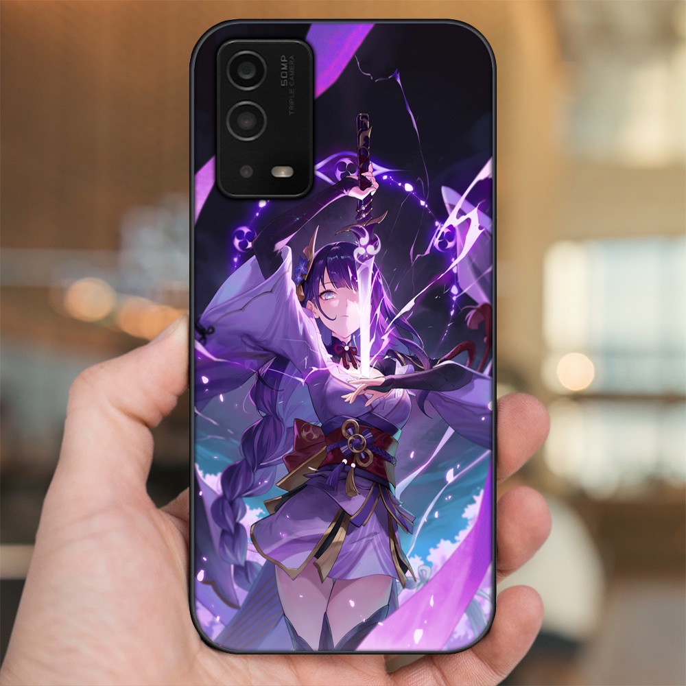 Ốp lưng Oppo A55 4G, A55 5G viền đen in hình Raiden Shogun Genshin Impact