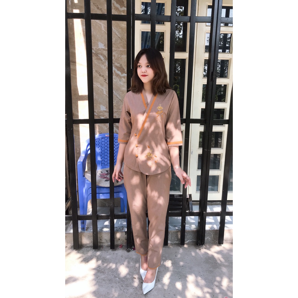 SET THỜI TRANG ĐI CHÙA MẪU TIM VIỀN VẢI TIXI ẤN ĐỘ CÓ BIGSIZE