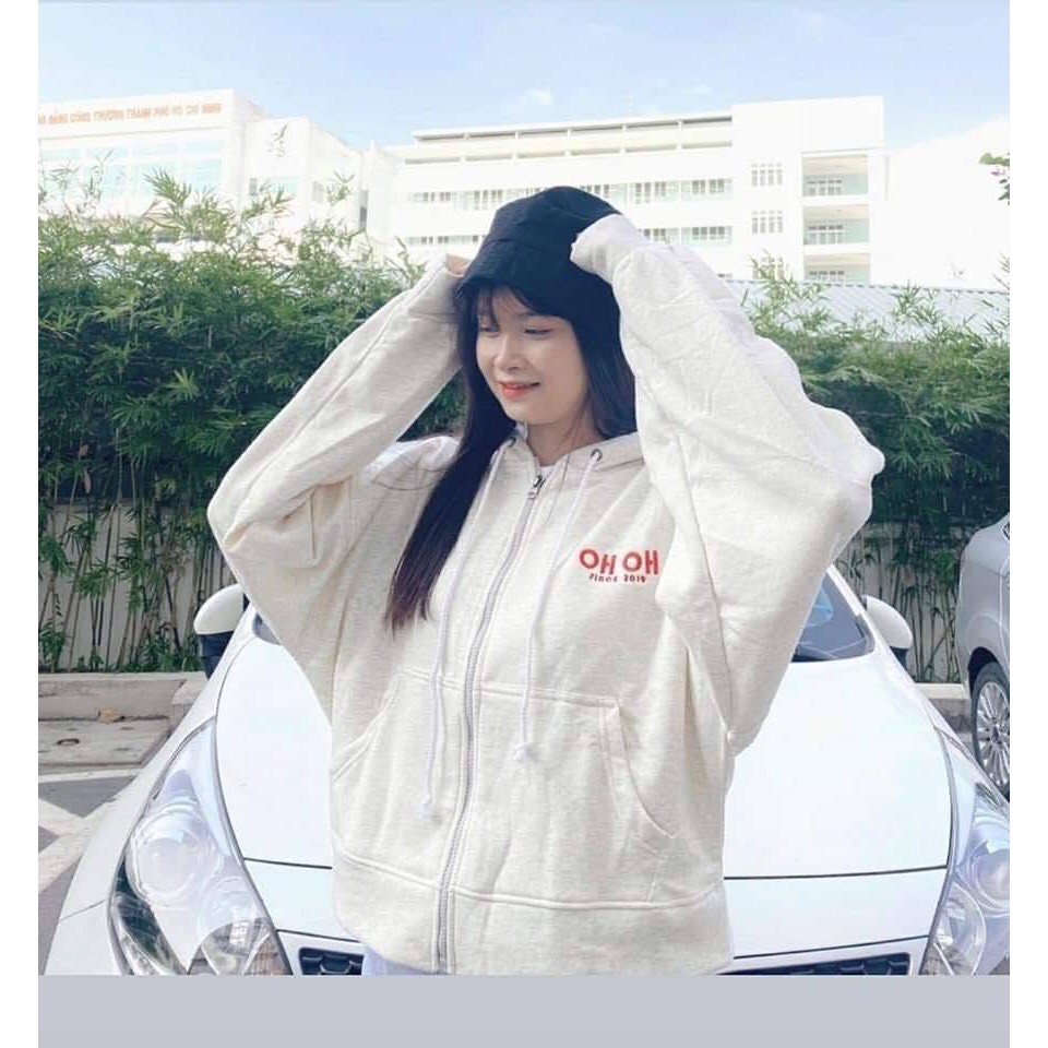 Áo khoác hoodie 123SHOP In Logo OHOH form rộng unisex Siêu Hot, Dành cho nam và nữ Có Dây Kéo Ulzzang