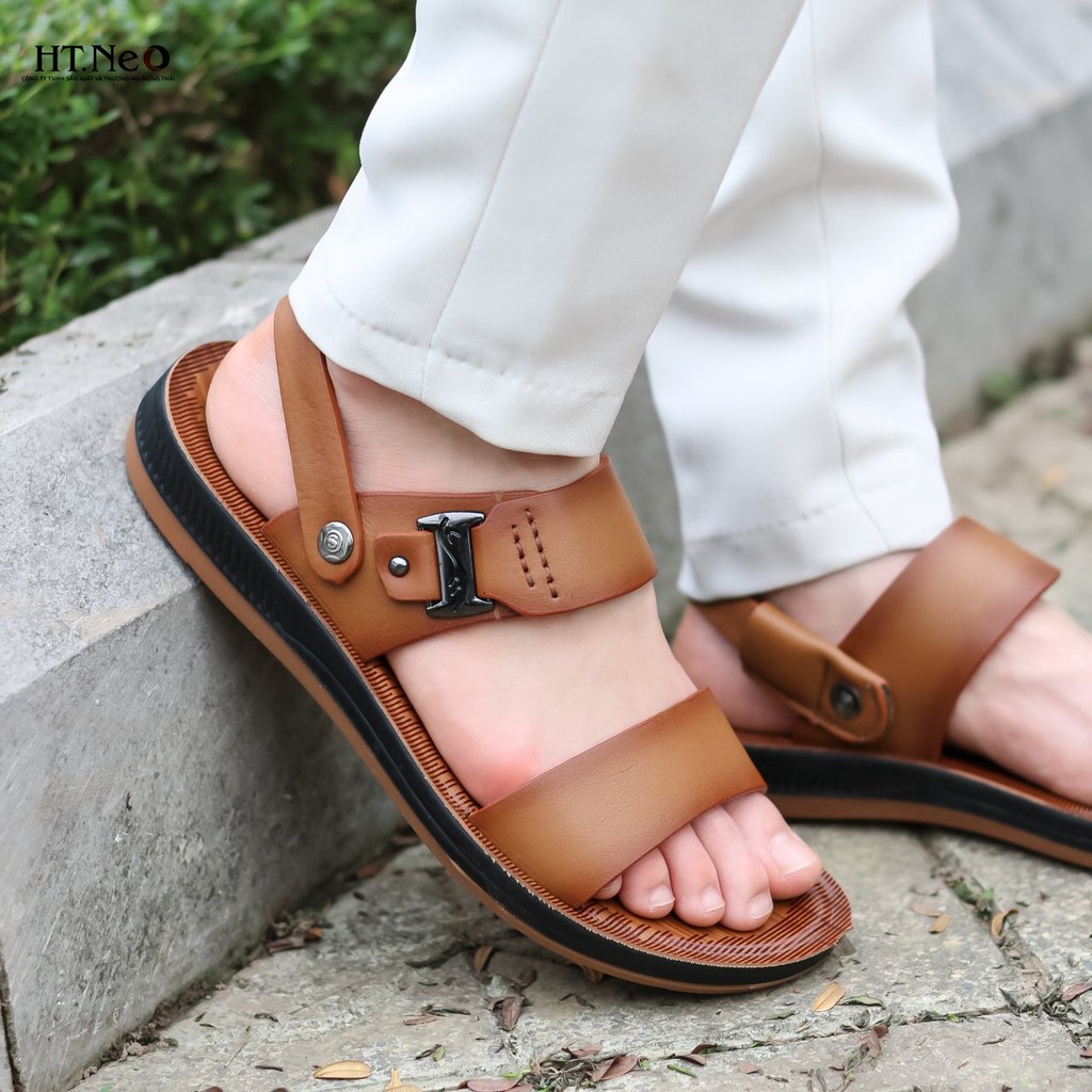 Sandal nam  HT.NEO  da bò xịn kiểu dáng siêu đẹp quai hậu , da mềm thoáng chân, quai khâu chắc chắn (SD80)