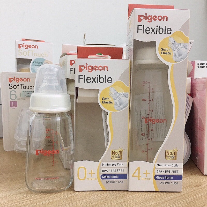 Bình Sữa PIGEON Thủy Tinh Cổ Hẹp 120ml/240m