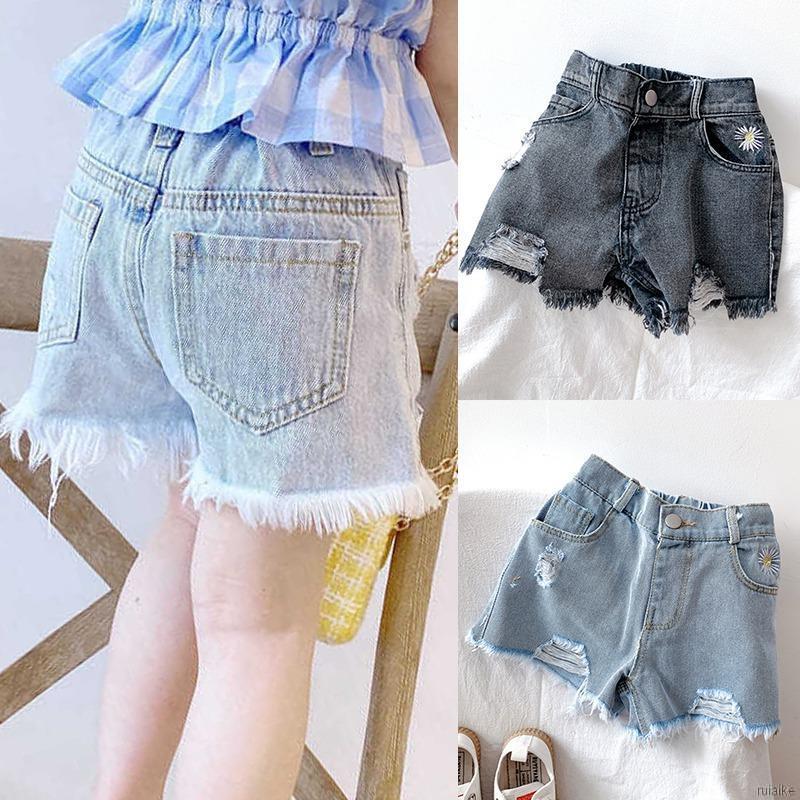 Quần Short Jeans Rách Thời Trang Cho Bé Gái