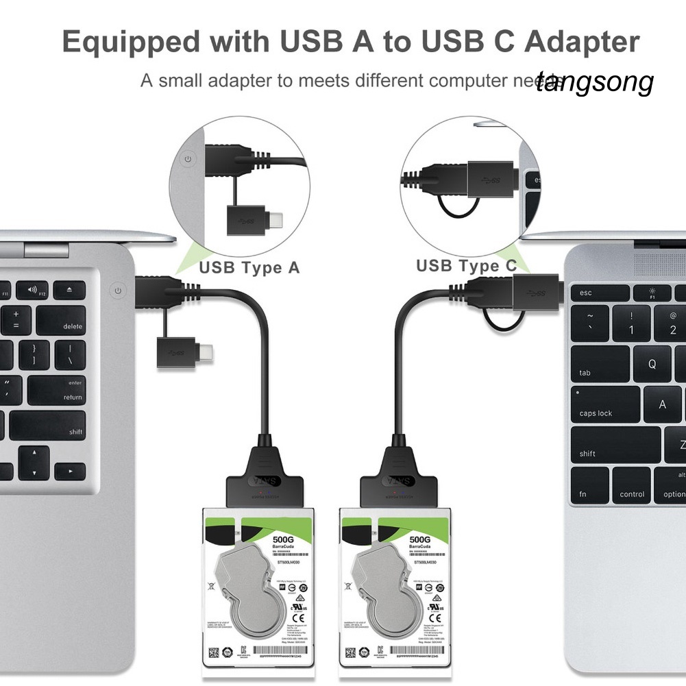 Dây Cáp Chuyển Đổi Ts-2 Trong 1 Usb 3.0 Type-C Sang 22pin Sata Adapter 2.5inch Hdd Ssd