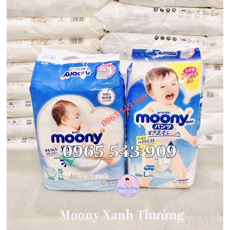 🍒Tã/Bỉm🍒Dán/Quần Moony Trắng, Moony Xanh Cộng Miếng Nội Địa Nhật đủ Size NB96/S90/M68/M64/L50/XL44