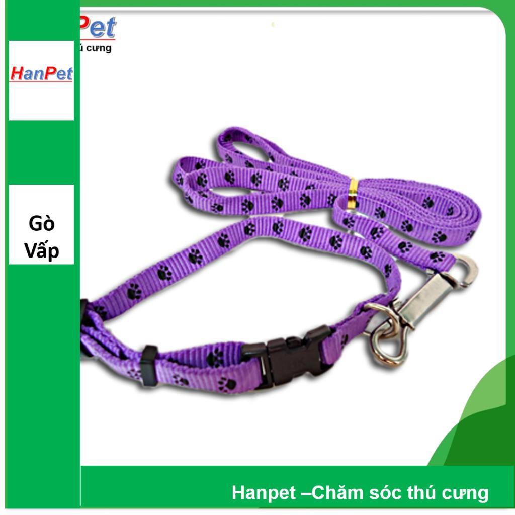 Hanpet.GV- Dây dắt chó dưới 7kg + kèm vòng cổ- chất liệu vải dù- 345