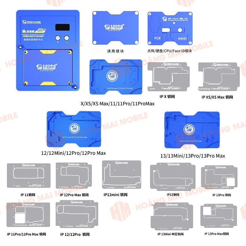 Bộ đế nhiệt tách main iPhone X đến 14 Pro Max MECHANIC iT3 Pro