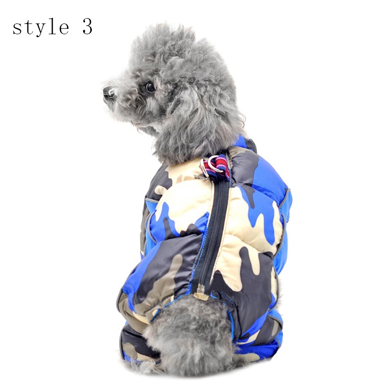 Dog Waterproof Stand-collar Four-legged Back Zippered Warm Down Padded Jacket