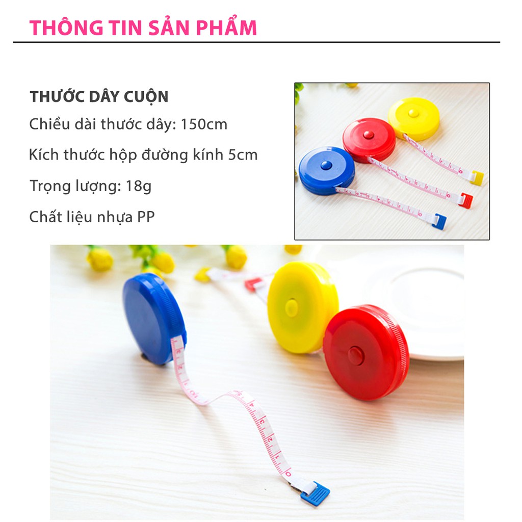 Thước dây cuộn dài 1.5m dạng hộp rút nhỏ gọn tiện dụng - CMPK82