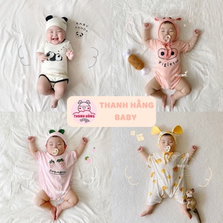 BodySuit Cho Bé, Body Cho Bé Trai Và Bé Gái Kèm Mũ Hình Thú Siêu Yêu Thanh Hằng Baby 5 Đến 13 Kg