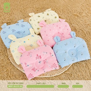 Gối lõm mipbi chống bẹp đầu 100% cotton hàng cao cấp - gối lõm sơ sinh thấm hút mồ hôi