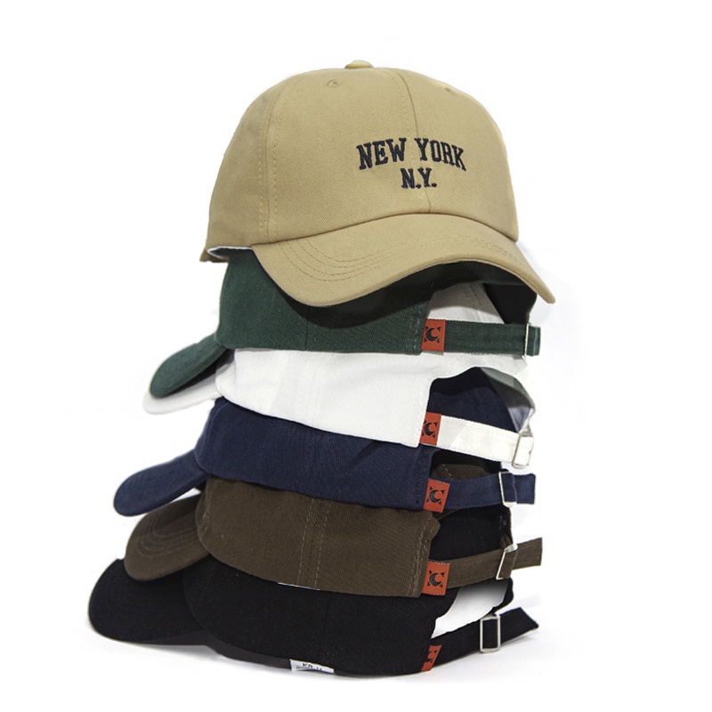 Mũ lưỡi trai LINJW vải cotton mềm mại thêu chữ cái phong cách Hàn Quốc cho nam và nữ