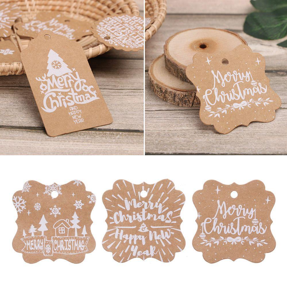 Set 25 Thẻ Giấy Nâu + 5m Dây Treo Trang Trí Quà Giáng Sinh