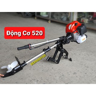 Động cơ 520 - Máy cắt cỏ chạy thuyền, xuồng,Ca nô.Động cơ kèm dàn láp chân vịt tay ga chạy xuồng và thuyền Mini