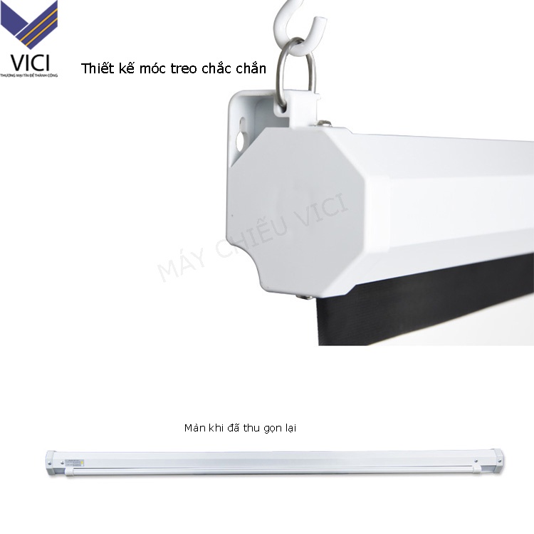 Màn Chiếu Treo Tường 100inch, Vải Màn Đẹp, Chống Mốc, Giá Treo Máy Chiếu 1M2