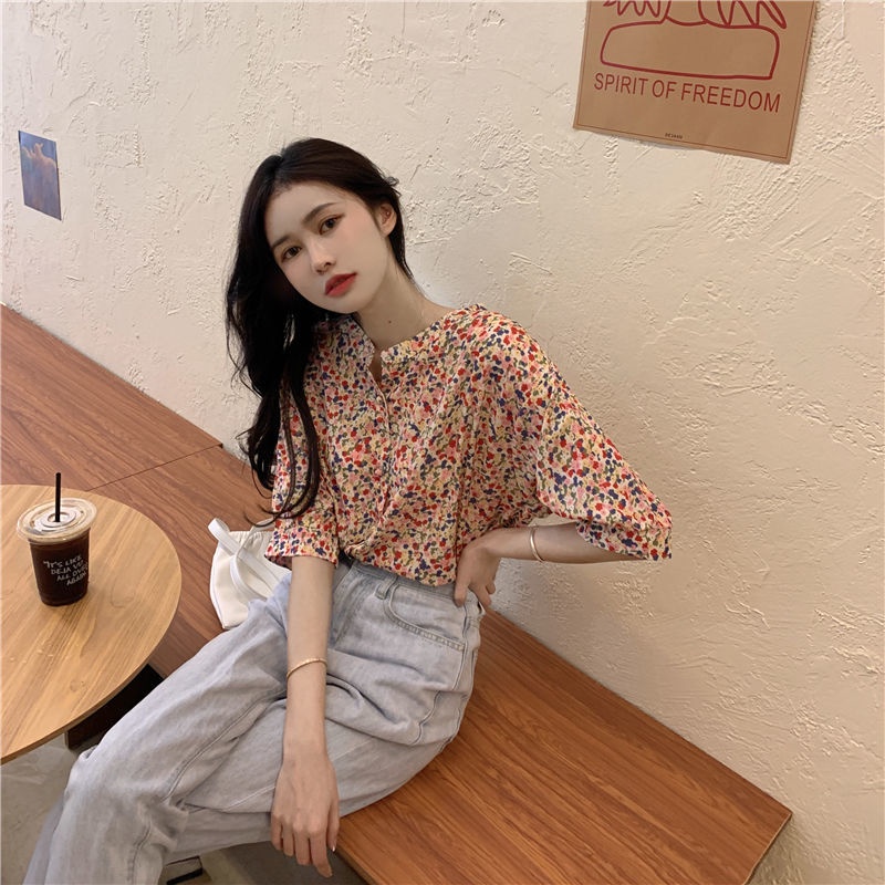 Áo Sơ Mi Nữ Tay Lỡ Họa Tiết Hoa Thời Trang Mới