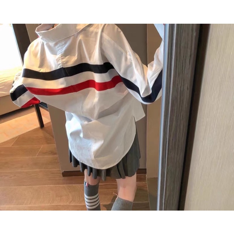 Áo sơ mi Thom Browne nữ kẻ lưng cao cấp