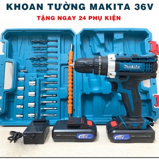 Tặng bộ 24 phụ kiện - Máy khoan pin cầm tay Maktia 36V CÓ BÚA