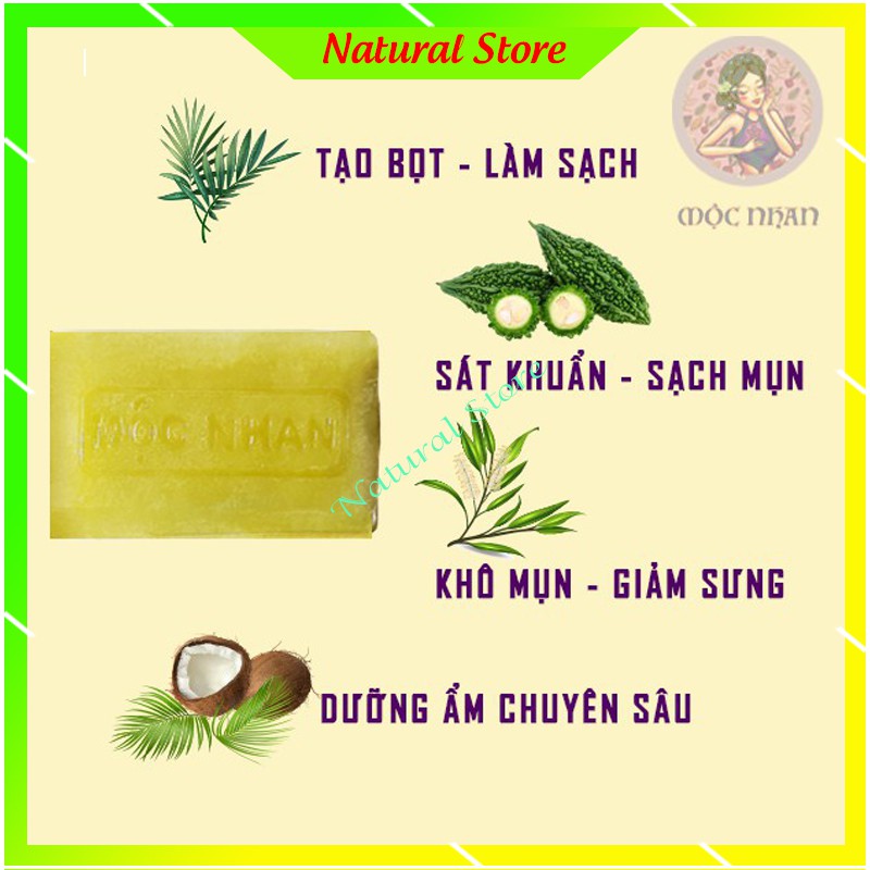 [Tặng quà Xinh] Xà bông Nghệ - Xà Bông Mướp Đắng - handmade Mộc Nhan Natural - ngừa mụn, Trắng Da, Mờ Thâm, Mờ Sẹo