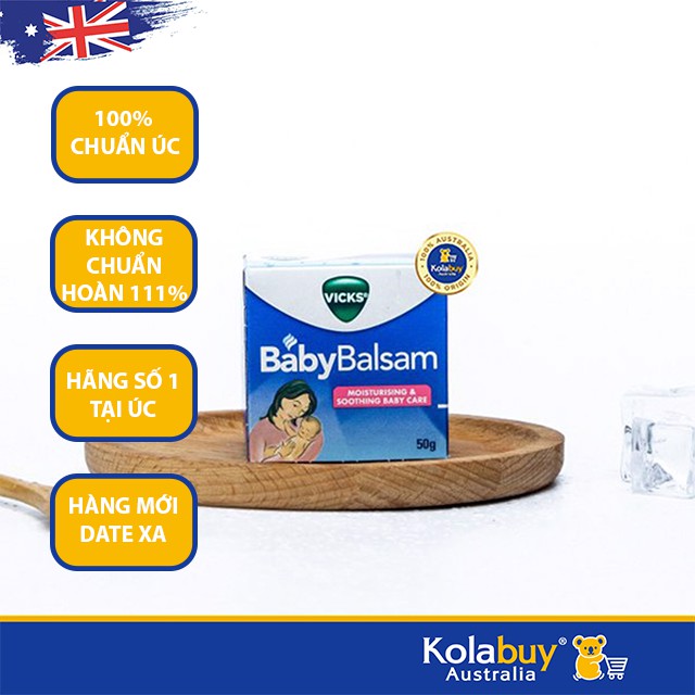 Dầu bôi ấm ngực của Úc Vicks Baby Balsam Decongestant Chest Rub 50g