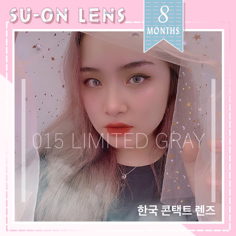 Lens xám tây màu khói lạnh 015 LIMITED GRAY, kính áp tròng Hàn Quốc chính hãng 14,2mm độ ẩm cao