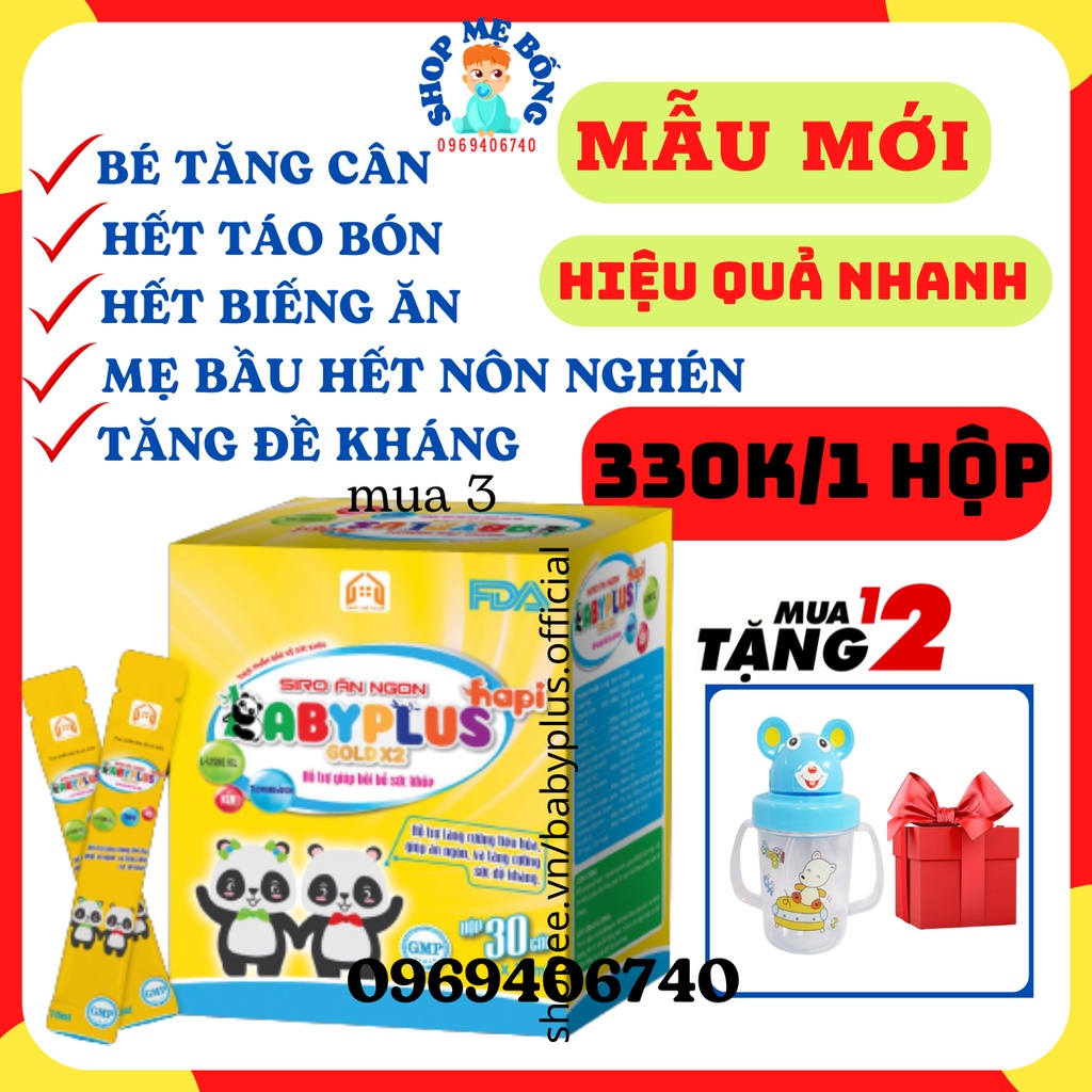 BABY PLUS Siro ăn ngon babyplus cho bé hết biếng ăn táo bón tăng đề kháng hỗ trợ tăng cân tự nhiên 1 hộp 30 gói