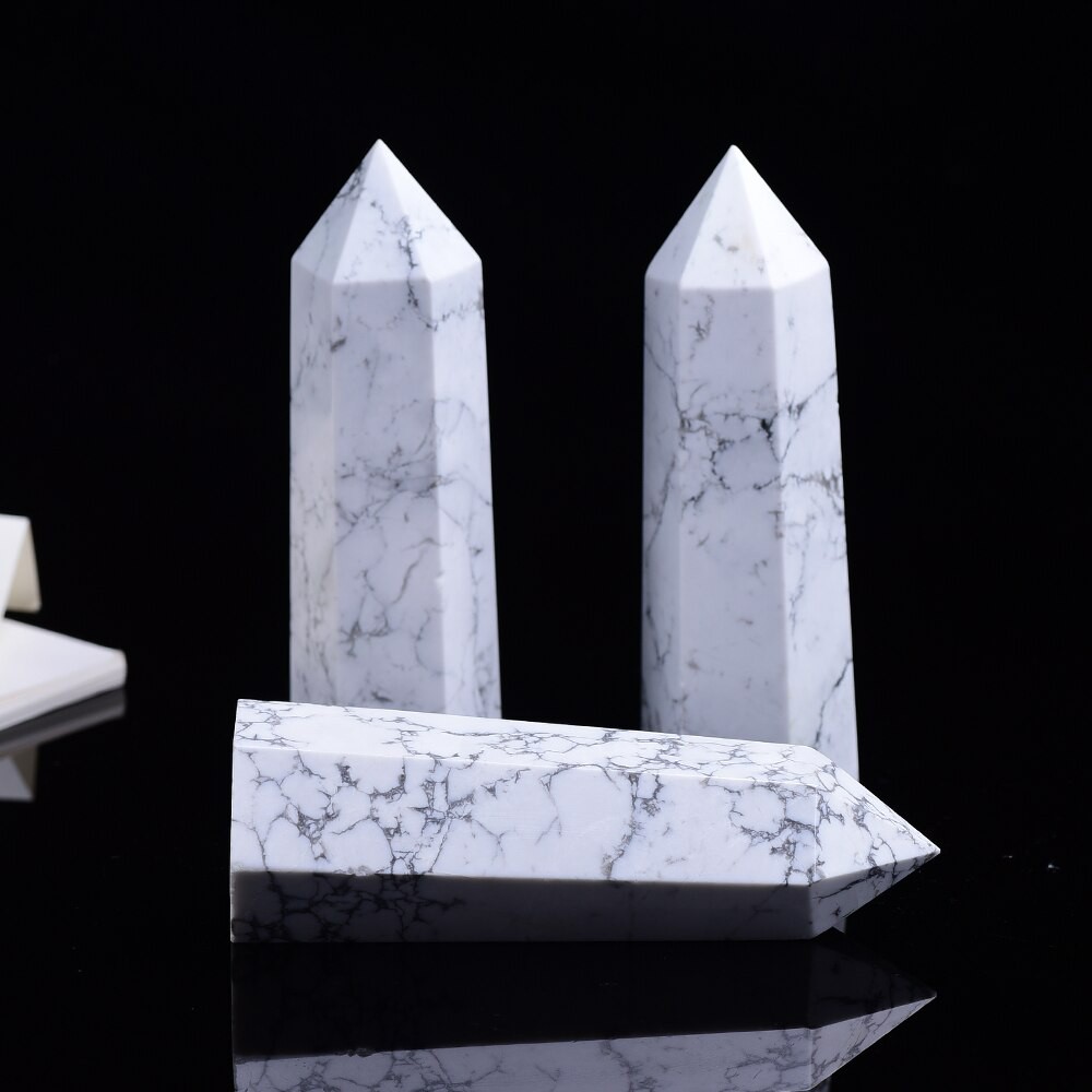 Trụ đá thanh tẩy white turquoise howlite