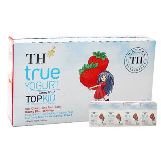 Sữa Chua Uống Tiệt Trùng TH True Yogurt TopKid Hương Dâu - Chuối - Lúa Mạch