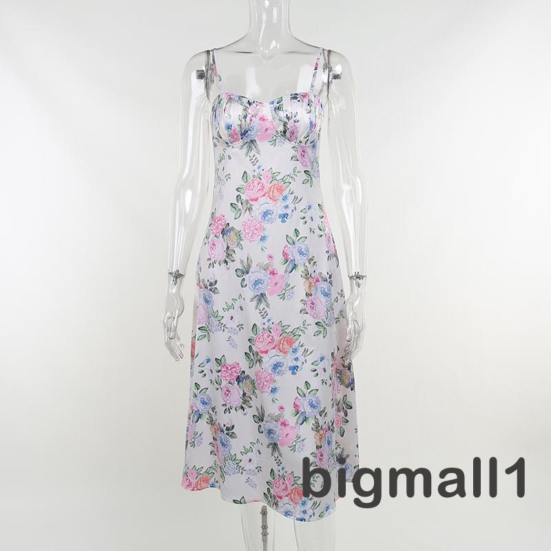 Đầm Midi Hai Dây Họa Tiết Hoa Thời Trang Mùa Hè Cho Nữ