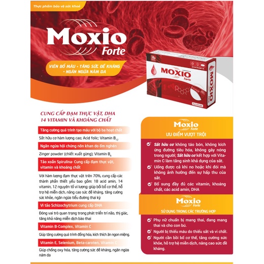 MOXIO forte - Viên bổ máu, tăng cướng sức đề kháng, ngăn ngừa nám da