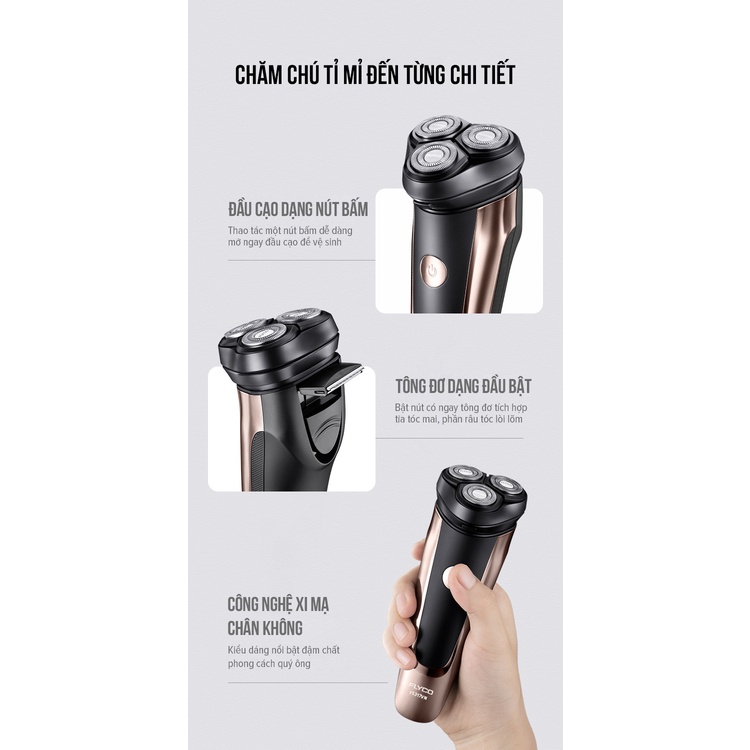 Máy Cạo Râu Flyco FS371VN 3 Lưỡi Kép Thân Máy Chống Nước Sạc Nhanh 1 Giờ - Hàng Chính Hãng