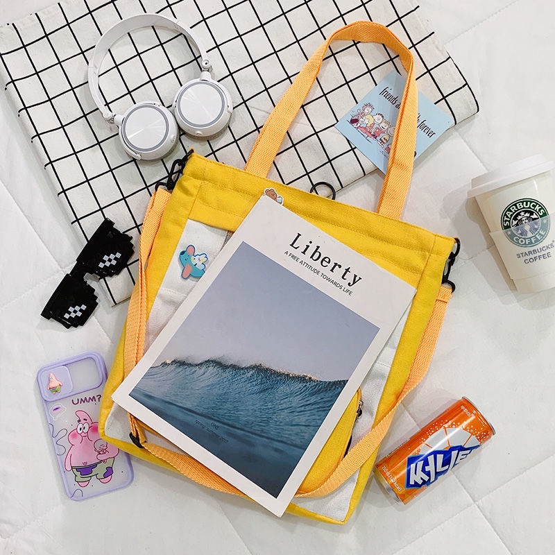 Túi Canvas Đeo Chéo Cỡ Lớn Thời Trang Cho Nữ Sinh