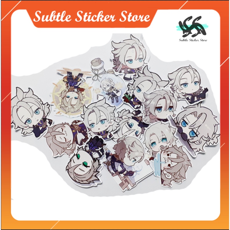 - Set 10/15 Sticker Albedo hình dán chibi game genshin trang trí vali, điện thoại, laptop.. siêu đẹp