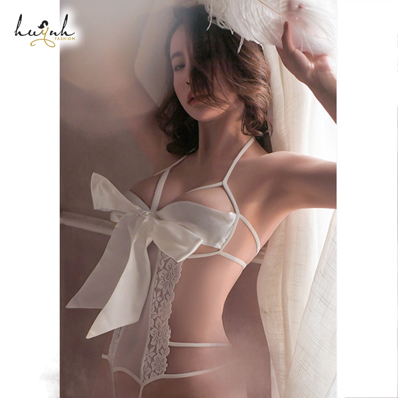 Bodysuit Ren Phối Nơ Hở Lưng Quyến Rũ Sexy - B34