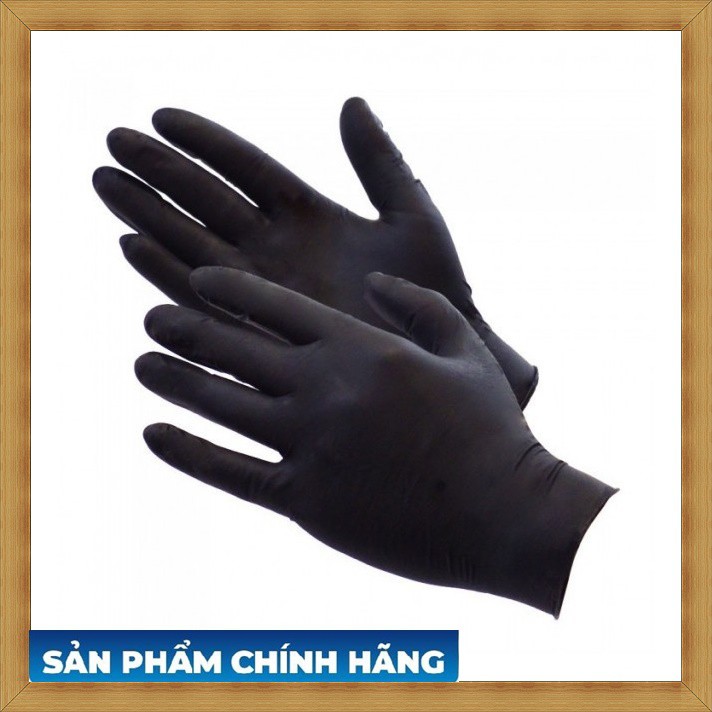 Găng tay y tế không bột màu đen dùng trong nhà bếp, spa thẩm mỹ, nuôi trồng thủy hải sản, sơ chế nông sản cao cấp da tay